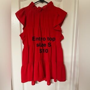Entro Women's Red Ruffle Blouse